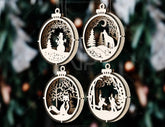New Year Theme 3D Christmas Ornament Set Tree Decorations Craft Hanging Bauble Snowy Scene New Year Holiday Laser Cut Digital Download |#U435| VectorPort