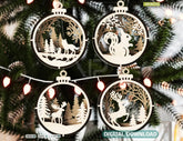 Christmas Theme 3D Christmas Ornament Set Tree Decorations Craft Hanging Bauble Snowy Scene New Year Holiday Laser Cut Digital Download |#U436| VectorPort