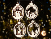 Christmas Theme 3D Christmas Ornament Set Tree Decorations Craft Hanging Bauble Snowy Scene New Year Holiday Laser Cut Digital Download |#U437| VectorPort