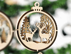 New Year Theme 3D Christmas Ornament Set Tree Decorations Craft Hanging Bauble Snowy Scene New Year Holiday Laser Cut Digital Download |#U438| VectorPort