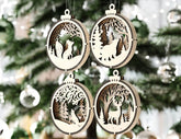 Christmas Theme 3D Christmas Ornament Set Tree Decorations Craft Hanging Bauble Snowy Scene New Year Holiday Laser Cut Digital Download |#U439| VectorPort