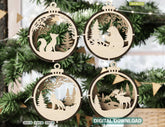 Christmas Theme 3D Christmas Ornament Set Tree Decorations Craft Hanging Bauble Snowy Scene New Year Holiday Laser Cut Digital Download |#U440| VectorPort