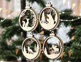 Christmas Theme 3D Christmas Ornament Set Tree Decorations Craft Hanging Bauble Snowy Scene New Year Holiday Laser Cut Digital Download |#U440| VectorPort