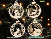 New Year Theme 3D Christmas Ornament Set Tree Decorations Craft Hanging Bauble Snowy Scene Holiday Laser Cut Digital Download |#U441| VectorPort