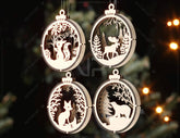 New Year Theme 3D Christmas Ornament Set Tree Decorations Craft Hanging Bauble Snowy Scene Holiday Laser Cut Digital Download |#U441| VectorPort