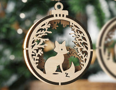 New Year Theme 3D Christmas Ornament Set Tree Decorations Craft Hanging Bauble Snowy Scene Holiday Laser Cut Digital Download |#U441| VectorPort