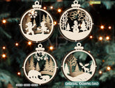 Chrismas Theme 3D Christmas Ornament Set Tree Decorations Craft Hanging Bauble Snowy Scene New Year Holiday Laser Cut Digital Download |#U442| VectorPort