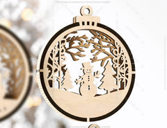 Chrismas Theme 3D Christmas Ornament Set Tree Decorations Craft Hanging Bauble Snowy Scene New Year Holiday Laser Cut Digital Download |#U442| VectorPort