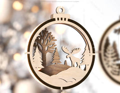 Chrismas Theme 3D Christmas Ornament Set Tree Decorations Craft Hanging Bauble Snowy Scene New Year Holiday Laser Cut Digital Download |#U442| VectorPort