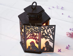 Spaniel & Puppy Dog Silhouette Forest Lantern: Laser Cut Tealight Candle Holder Night Light Forest Scene Lantern Digital Download |#U444| VectorPort