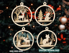 3D Wood Christmas Bauble, Laser Cut Tree Ornament, New Year Christmas Ball Ornament Laser Cut SVG Digital Download |#U447| VectorPort