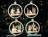 3D Wood Christmas Bauble, Laser Cut Tree Ornament, New Year Christmas Ball Ornament Laser Cut SVG Digital Download |#U448| VectorPort