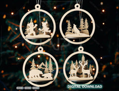 3D Wood Christmas Bauble, Laser Cut Tree Ornament, New Year Christmas Ball Ornament Laser Cut SVG Digital Download |#U448| VectorPort