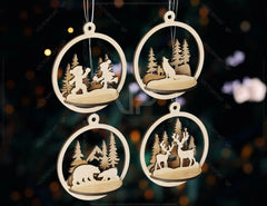 3D Wood Christmas Bauble, Laser Cut Tree Ornament, New Year Christmas Ball Ornament Laser Cut SVG Digital Download |#U448| VectorPort