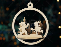 3D Wood Christmas Bauble, Laser Cut Tree Ornament, New Year Christmas Ball Ornament Laser Cut SVG Digital Download |#U448| VectorPort