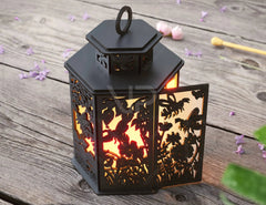 Bees & Blossom Lantern: Laser Cut Tealight Candle Holder with Flying Bees and Flowering Tree Branches Silhouette Candle Holder Night Light Digital Download |#U451| VectorPort
