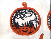 Pumpkin-Shaped Hanging Halloween Décor | Haunted House & Ghosts | Laser Cut Wooden Decoration | Spooky Scene Party Ornaments Digital Download |#U452| VectorPort