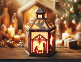 Nativity Scene Candle Holder, Baby Jesus Lantern, Traditional Tea Light Holder Laser Cut Digital Download |#U456| VectorPort