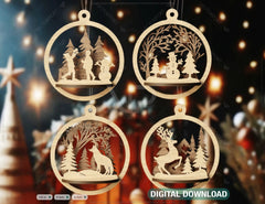 3D Wood Christmas Bauble, Laser Cut Tree Ornament, New Year Christmas Ball Ornament Laser Cut SVG Digital Download |#U457| VectorPort