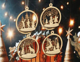 3D Wood Christmas Bauble, Laser Cut Tree Ornament, New Year Christmas Ball Ornament Laser Cut SVG Digital Download |#U457| VectorPort