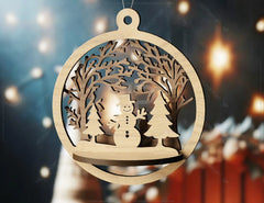 3D Wood Christmas Bauble, Laser Cut Tree Ornament, New Year Christmas Ball Ornament Laser Cut SVG Digital Download |#U457| VectorPort