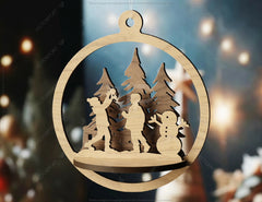 3D Wood Christmas Bauble, Laser Cut Tree Ornament, New Year Christmas Ball Ornament Laser Cut SVG Digital Download |#U457| VectorPort