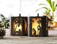 Nativity Scene Candle Holder, Baby Jesus Lantern, Traditional Tea Light Holder Laser Cut Digital Download |#U461| VectorPort