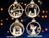 Nativity Scene Christmas Ornaments | Baby Jesus Round Hanging Baubles | Christmas Eve Tree Digital Download |#U462| VectorPort