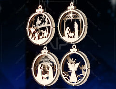 Nativity Scene Christmas Ornaments | Baby Jesus Round Hanging Baubles | Christmas Eve Tree Digital Download |#U462| VectorPort
