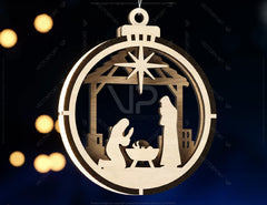 Nativity Scene Christmas Ornaments | Baby Jesus Round Hanging Baubles | Christmas Eve Tree Digital Download |#U462| VectorPort