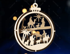 Nativity Scene Christmas Ornaments | Baby Jesus Round Hanging Baubles | Christmas Eve Tree Digital Download |#U462| VectorPort