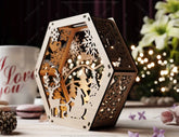 Hexagon Laser Cut Lamp Snowy Scene Christmas Lantern Candle Holder, Winter Wonderland Decoration Night Light, Digital Download |#U463| VectorPort