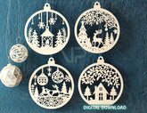 Christmas Hanging Bauble, Laser Cut Tree Ornament, New Year Christmas Ball Ornament Laser Cut SVG Digital Download |#U464| VectorPort