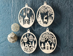 Christmas Hanging Bauble, Laser Cut Tree Ornament, New Year Christmas Ball Ornament Laser Cut SVG Digital Download |#U464| VectorPort