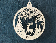 Christmas Hanging Bauble, Laser Cut Tree Ornament, New Year Christmas Ball Ornament Laser Cut SVG Digital Download |#U464| VectorPort