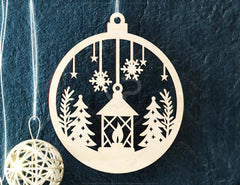 Christmas Hanging Bauble, Laser Cut Tree Ornament, New Year Christmas Ball Ornament Laser Cut SVG Digital Download |#U464| VectorPort