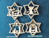 Nativity Star Shape Christmas Ornaments | Baby Jesus Round Hanging Baubles | Christmas Eve Tree Digital Download |#U466| VectorPort