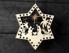 Nativity Star Shape Christmas Ornaments | Baby Jesus Round Hanging Baubles | Christmas Eve Tree Digital Download |#U467| VectorPort