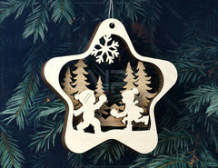 Star Shape Christmas Hanging Bauble, Laser Cut Tree Ornament, New Year Christmas Ball Ornament SVG Digital Download |#U470| VectorPort