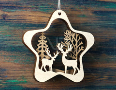 Star Shape Christmas Hanging Bauble, Laser Cut Tree Ornament, New Year Christmas Ball Ornament SVG Digital Download |#U471| VectorPort
