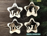 Star Shape Christmas Hanging Bauble, Laser Cut Tree Ornament, New Year Christmas Ball Ornament SVG Digital Download |#U472| VectorPort