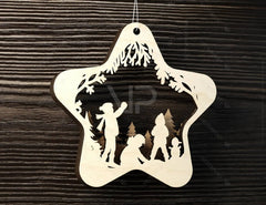 Star Shape Christmas Hanging Bauble, Laser Cut Tree Ornament, New Year Christmas Ball Ornament SVG Digital Download |#U472| VectorPort