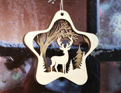 Star Shape Christmas Hanging Bauble, Laser Cut Tree Ornament, New Year Christmas Ball Ornament SVG Digital Download |#U473| VectorPort