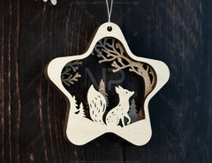 Star Shape Christmas Hanging Bauble, Laser Cut Tree Ornament, New Year Christmas Ball Ornament SVG Digital Download |#U474| VectorPort