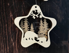 Star Shape Christmas Hanging Bauble, Laser Cut Tree Ornament, New Year Christmas Ball Ornament SVG Digital Download |#U474| VectorPort