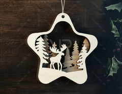 Star Shape Christmas Hanging Bauble, Laser Cut Tree Ornament, New Year Christmas Ball Ornament SVG Digital Download |#U475| VectorPort