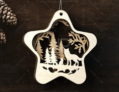Star Shape Christmas Hanging Bauble, Laser Cut Tree Ornament, New Year Christmas Ball Ornament SVG Digital Download |#U475| VectorPort