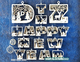 Festive Alphabet Decorations for New Year – Hanging & Standing Winter Themed Ornaments, Letters in Wonderland Style Laser Cut Digital Download |#U477| VectorPort