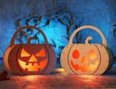 Spooky Pumpkin Treat Crate, Laser-Cut Halloween Gift Box, Wooden Candy Holder Basket Digital Download |#U483| VectorPort