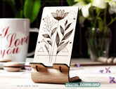 Modern Minimalist Phone Stand - Laser Cut Wooden Mobile Holder, Engraved Cell Phone Holder Digital Download SVG |#U486| VectorPort